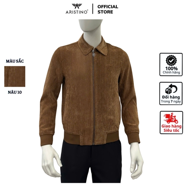 Áo khoác Aristino AJK022BS0 Màu: Nâu 10 Jacquard họa tiết