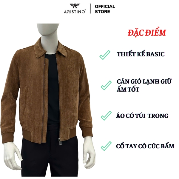 Áo khoác Aristino AJK022BS0 Màu: Nâu 10 Jacquard họa tiết