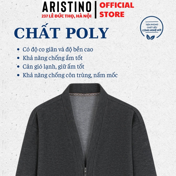 Áo khoác Aristino AJK004BS0 Áo khoác 1 lớp Cardigan Màu Nhung đen 07 Melange