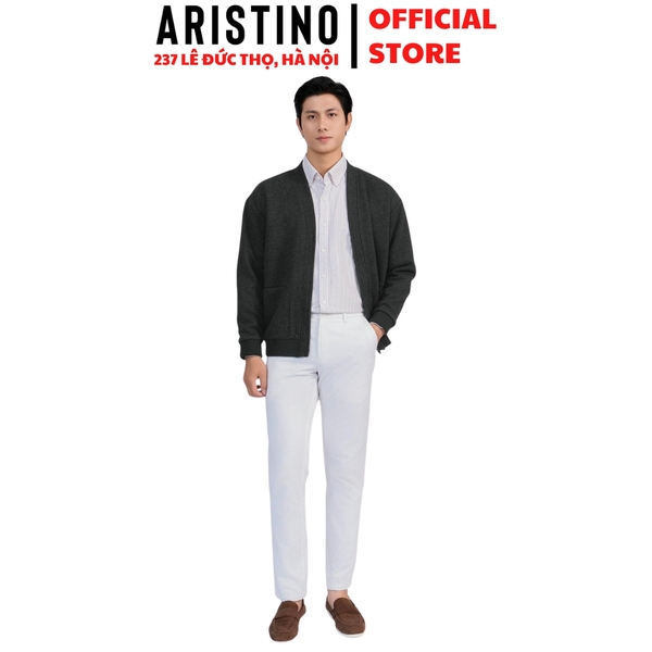 Áo khoác Aristino AJK004BS0 Áo khoác 1 lớp Cardigan Màu Nhung đen 07 Melange