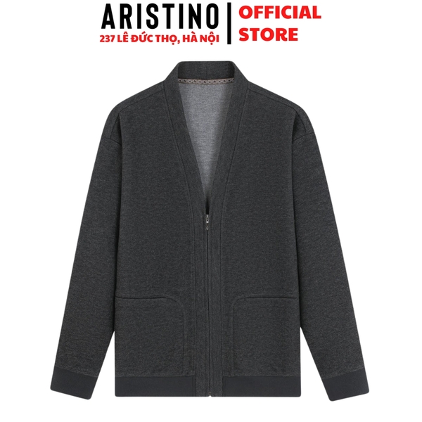 Áo khoác Aristino AJK004BS0 Áo khoác 1 lớp Cardigan Màu Nhung đen 07 Melange