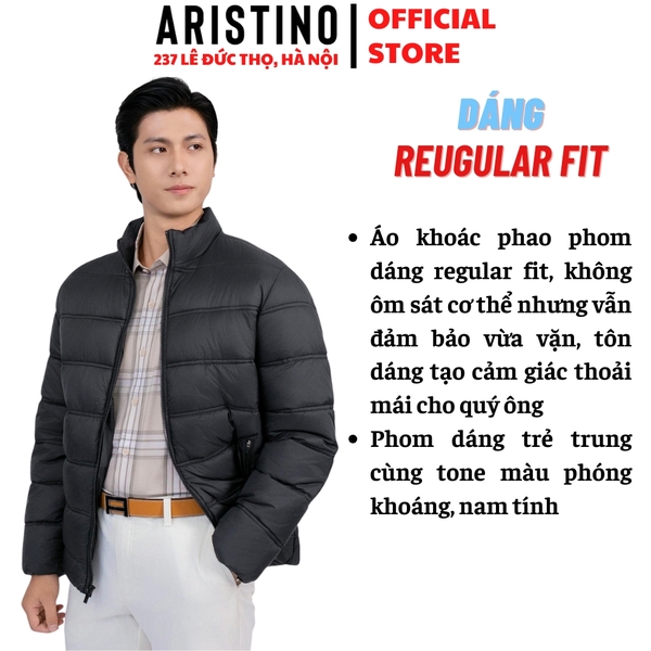 Áo khoác Aristino AJK010BS0 Áo khoác nhồi bông màu đen 42 kẻ