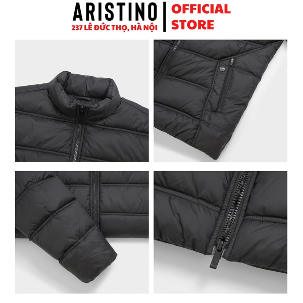 Áo khoác Aristino AJK010BS0 Áo khoác nhồi bông màu đen 42 kẻ