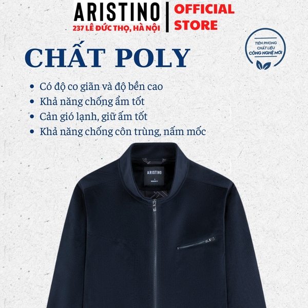 Áo khoác Aristino AJK028BS0 Áo khoách 2 lớp Màu Xanh tím than 1 jacquard họa tiết