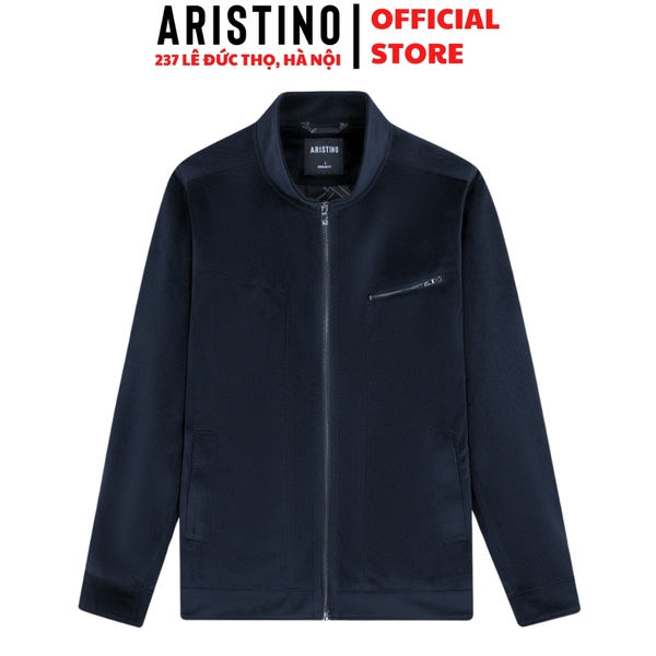 Áo khoác Aristino AJK028BS0 Áo khoách 2 lớp Màu Xanh tím than 1 jacquard họa tiết