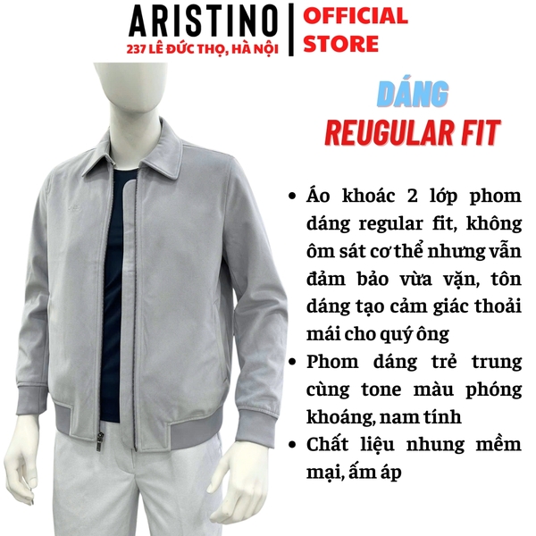 Áo khoác Aristino AJK033BS0 Áo khoác 2 lớp Màu: Đen 1, Nâu 150, Xám 47, Xanh tím than 41
