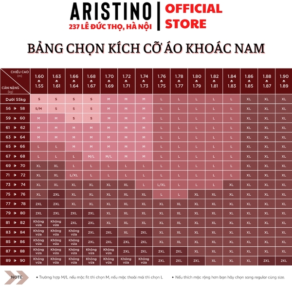 Áo khoác Aristino AJK033BS0 Áo khoác 2 lớp Màu: Đen 1, Nâu 150, Xám 47, Xanh tím than 41