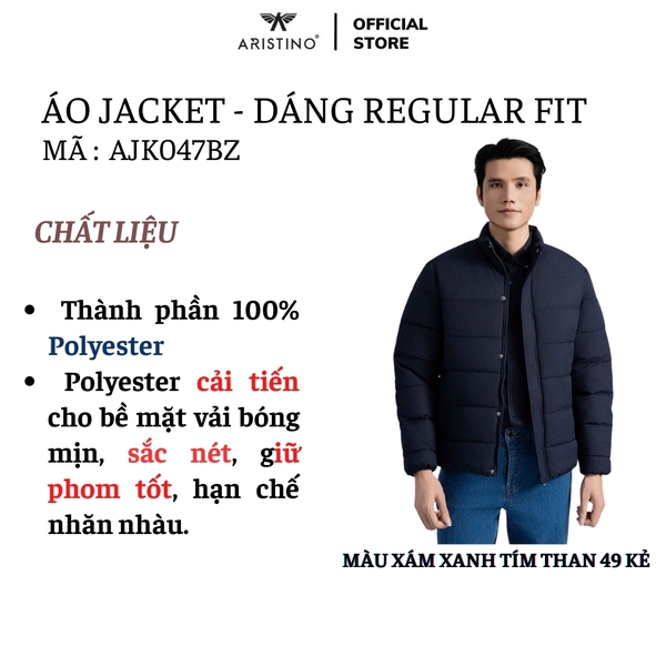 Áo khoác Aristino AJK047BZ Màu: Xám 306 kẻ, Xanh tím than 49 kẻ