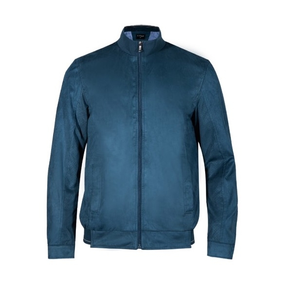 Áo Khoác Gió Nam 2 Lớp Owen JK220713 Jacket Dáng Suông Cổ Đứng Bo Tay và Gấu Màu Navy Trơn Vải Polyester Cao Cấp