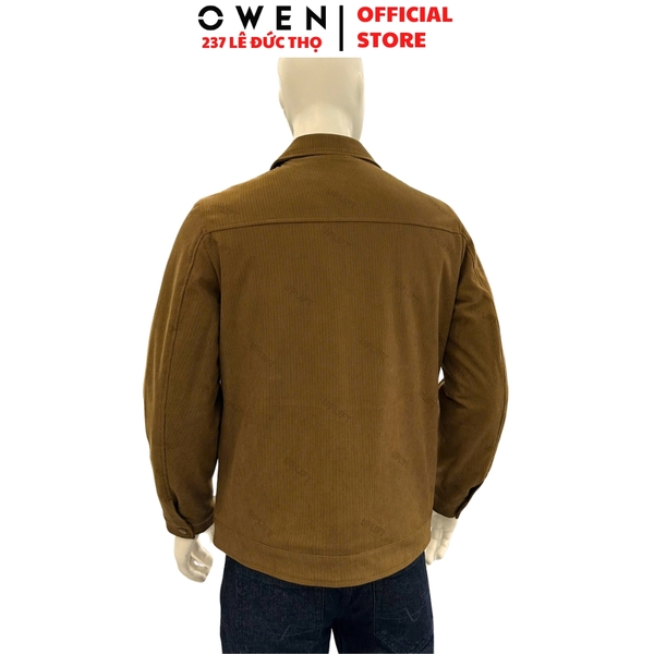 Áo khoác Jacket Owen JK256061 màu nâu dáng suông regular fit chất liệu polyester