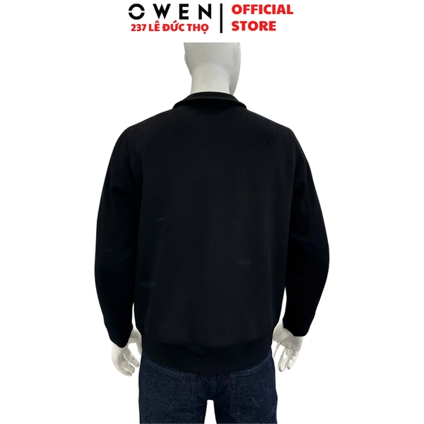 Áo khoác Jacket Owen JK256182 màu đen dáng suông regular fit chất liệu wool polyester
