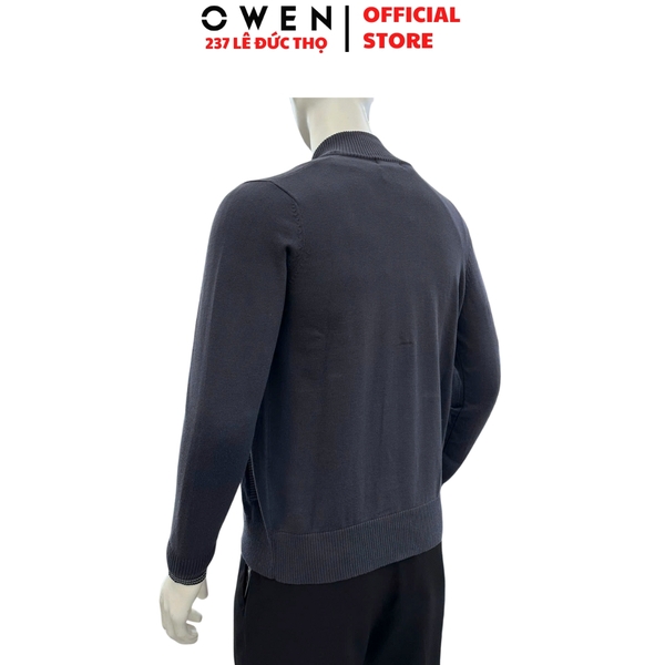 Áo len nam Owen ALK256001 Áo khoác len màu xám đậm dáng suông regular fit chất liệu len acrylic cotton