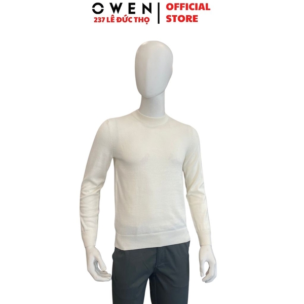 Áo Len Nam Owen ALC266516_BE Trắng Regular Fit chất liệu len acrylic cotton