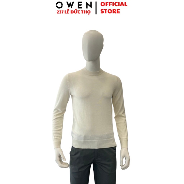 Áo Len Nam Owen ALC266516_BE Trắng Regular Fit chất liệu len acrylic cotton