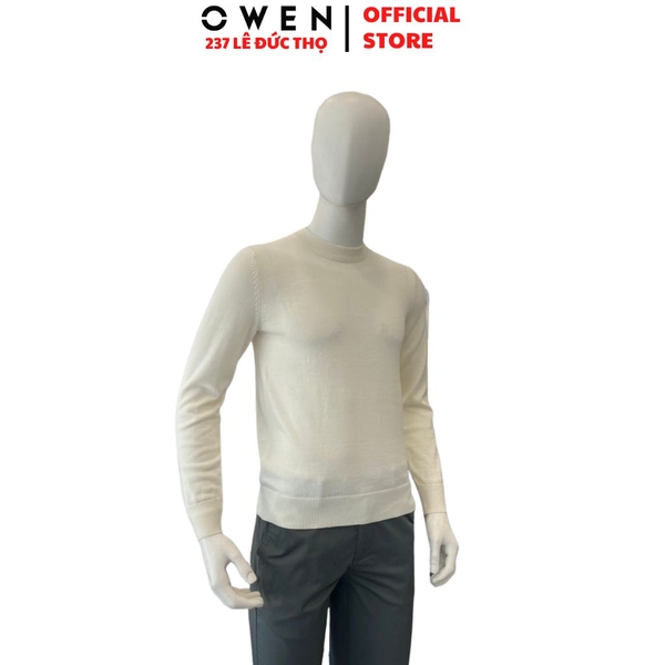 Áo Len Nam Owen ALC266516_BE Trắng Regular Fit chất liệu len acrylic cotton