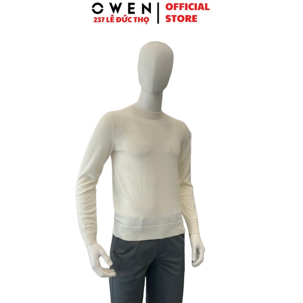 Áo Len Nam Owen ALC266516_BE Trắng Regular Fit chất liệu len acrylic cotton