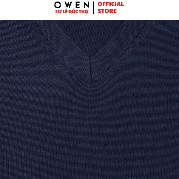 Áo Gile len nam Owen ALG256272 màu xanh tím than trơn áo gile cổ tim dáng suông regular fit