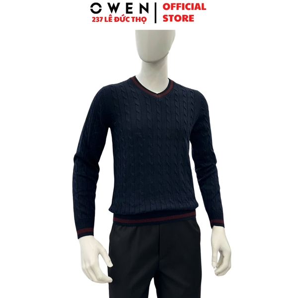Áo len nam Owen ALC256041 màu xanh tím than dáng ôm slim fit chất liệu Acrylic polyester