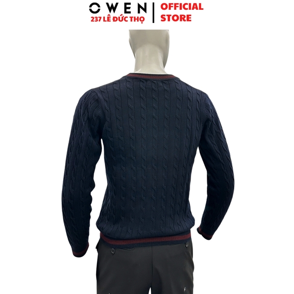 Áo len nam Owen ALC256041 màu xanh tím than dáng ôm slim fit chất liệu Acrylic polyester