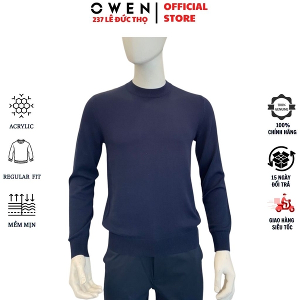 Áo Len Nam Owen ALC266516_NA Xanh Tím Than Regular Fit chất liệu len acrylic cotton