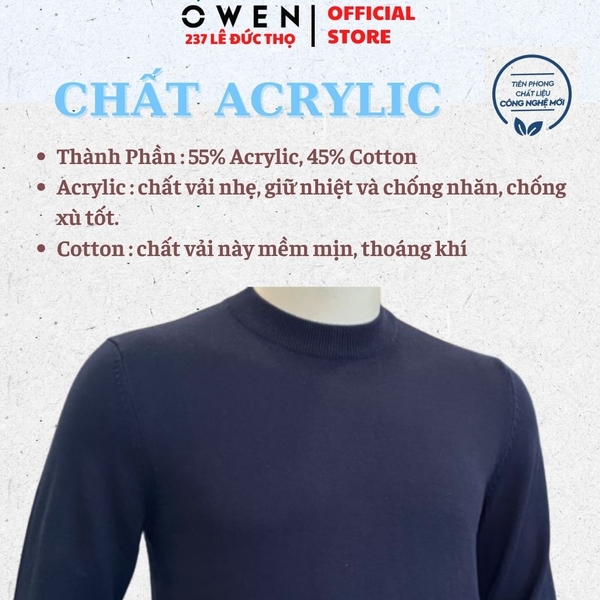 Áo Len Nam Owen ALC266516_NA Xanh Tím Than Regular Fit chất liệu len acrylic cotton