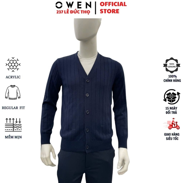 Áo len nam Owen ALD266505_NA màu xanh tím than dáng suông regular fit chất liệu len acrylic cotton