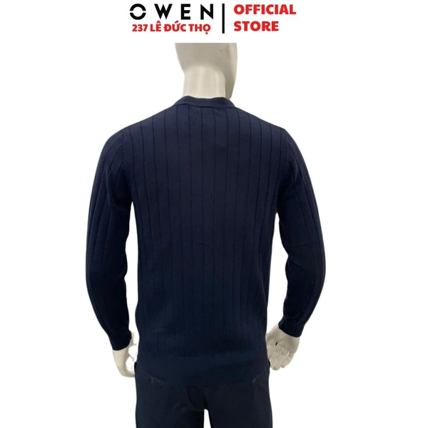 Áo len nam Owen ALD266505_NA màu xanh tím than dáng suông regular fit chất liệu len acrylic cotton