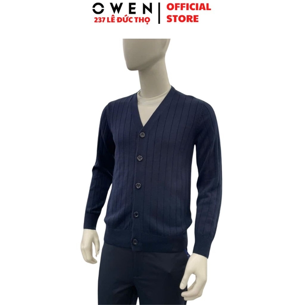 Áo len nam Owen ALD266505_NA màu xanh tím than dáng suông regular fit chất liệu len acrylic cotton