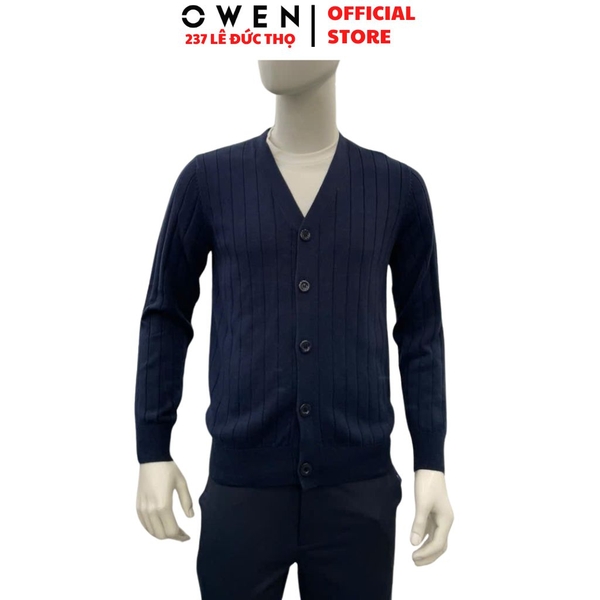 Áo len nam Owen ALD266505_NA màu xanh tím than dáng suông regular fit chất liệu len acrylic cotton