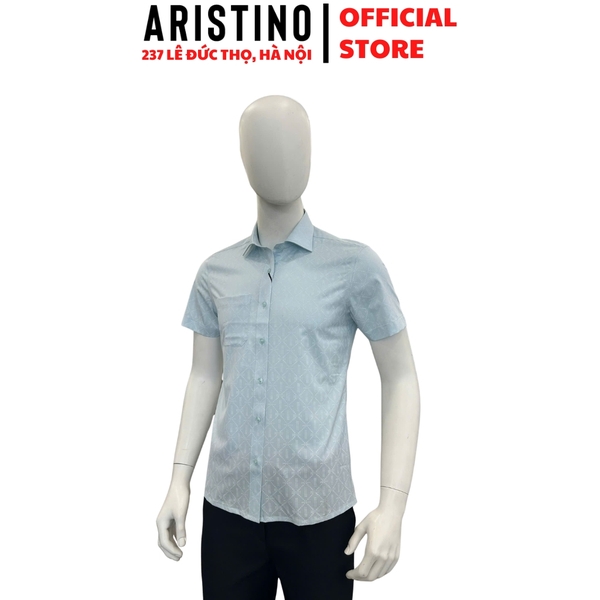 Áo Sơ Mi Nam Ngắn Tay Aristino ASS077FAH2 Xanh In