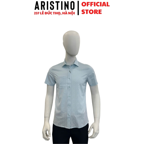 Áo Sơ Mi Nam Ngắn Tay Aristino ASS077FAH2 Xanh In