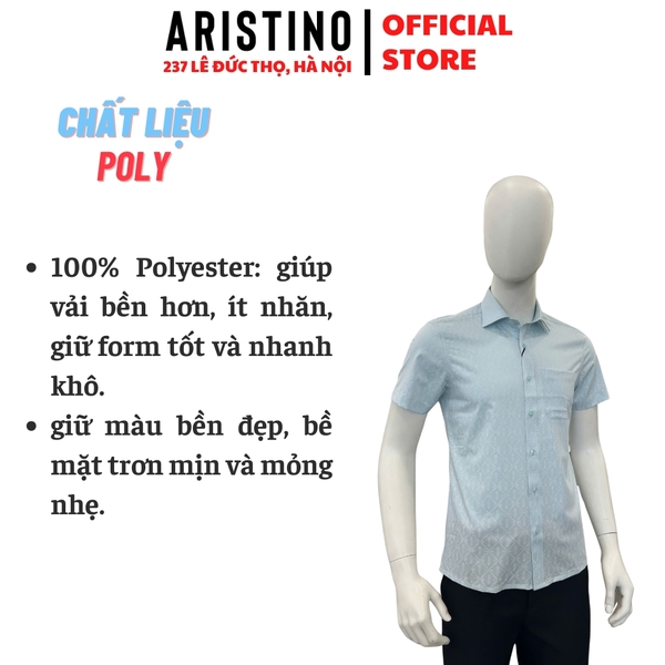 Áo Sơ Mi Nam Ngắn Tay Aristino ASS077FAH2 Xanh In