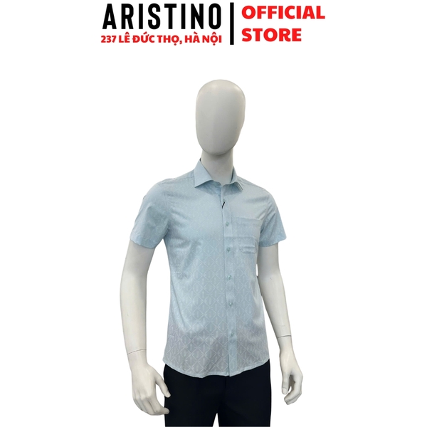 Áo Sơ Mi Nam Ngắn Tay Aristino ASS077FAH2 Xanh In