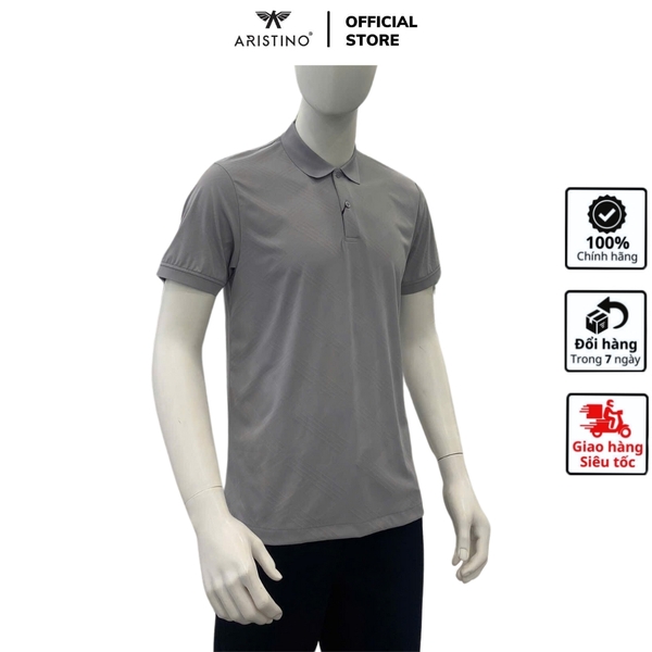 Áo Thun Polo Nam Cổ Bẻ Aristino APS024AS2 màu xám 6 Jacquard họa tiết