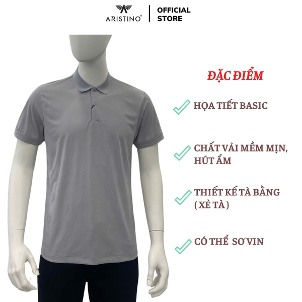Áo Thun Polo Nam Cổ Bẻ Aristino APS024AS2 màu xám 6 Jacquard họa tiết