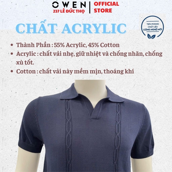 Áo Polo Len Nam Owen APL261557 – Xanh Tím Than Regular Fit