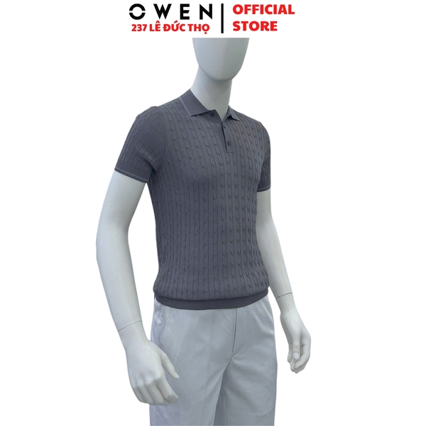 Áo Polo len ngắn tay Owen ALP251306N màu xám đậm dáng suông regular fit chất liệu Rayon