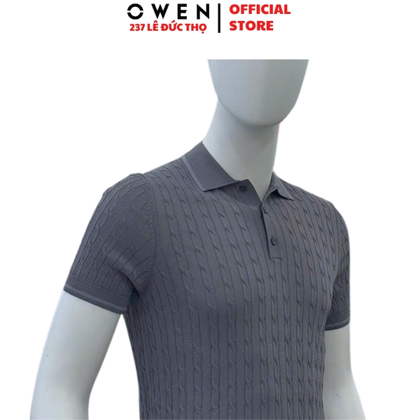 Áo Polo len ngắn tay Owen ALP251306N màu xám đậm dáng suông regular fit chất liệu Rayon
