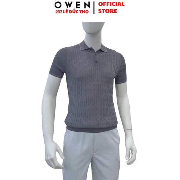 Áo Polo len ngắn tay Owen ALP251306N màu xám đậm dáng suông regular fit chất liệu Rayon