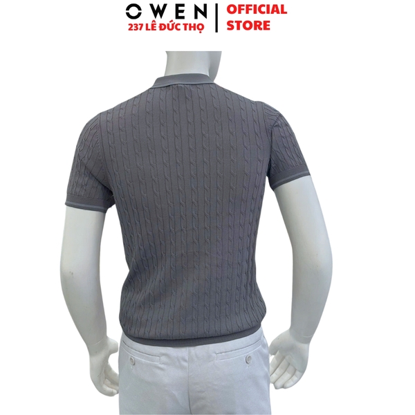 Áo Polo len ngắn tay Owen ALP251306N màu xám đậm dáng suông regular fit chất liệu Rayon