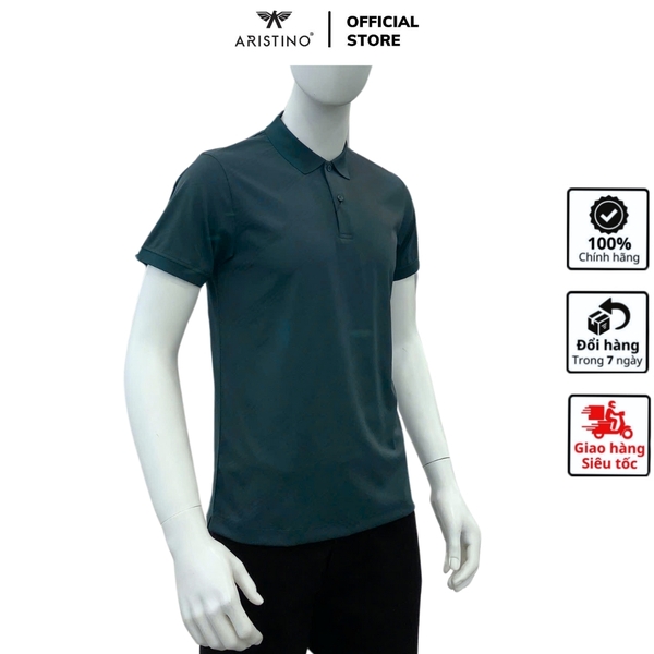 Áo Thun Polo Nam Cổ Bẻ Aristino APS092AS3 màu xanh cổ vịt 62 Jacquard họa tiết