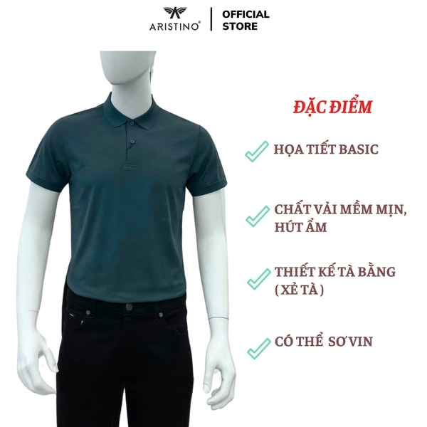 Áo Thun Polo Nam Cổ Bẻ Aristino APS092AS3 màu xanh cổ vịt 62 Jacquard họa tiết