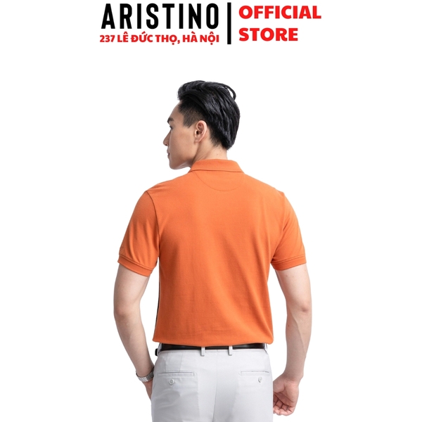Áo Thun Polo Nam Cổ Bẻ Aristino APS012S3 Màu: Cam 87 kẻ Jacquard