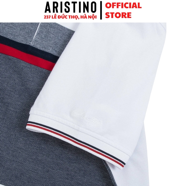 Áo Thun Polo Nam Cổ Bẻ Aristino APS025AZ Màu: Trắng 6 Kẻ Jacquard