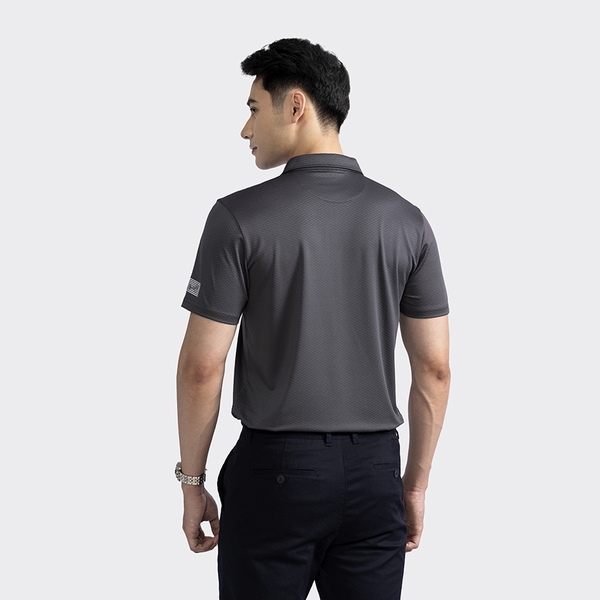 Áo Thun Polo Nam Cổ Bẻ Aristino APS041S2 Màu Xám Jacquard họa tiết Dáng Regular Fit Vải Polyester