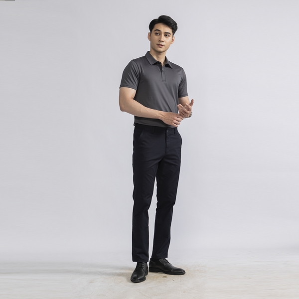 Áo Thun Polo Nam Cổ Bẻ Aristino APS041S2 Màu Xám Jacquard họa tiết Dáng Regular Fit Vải Polyester