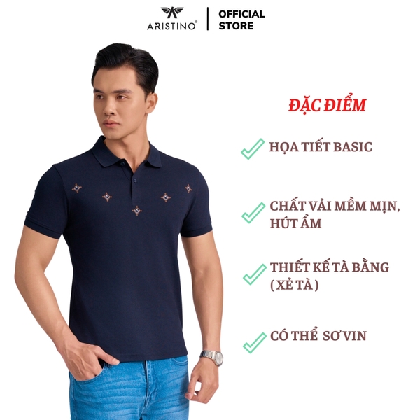 Áo Thun Polo Nam Cổ Bẻ Aristino APS045AS2 Màu: Xanh tím than 25 thêu