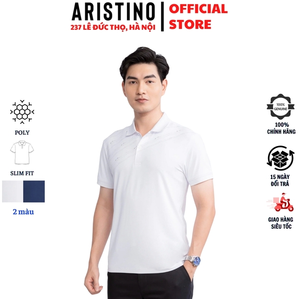 Áo Thun Polo Nam Cổ Bẻ Aristino APS084S3 Màu: Trắng 6 in, Xanh tím than 1 in