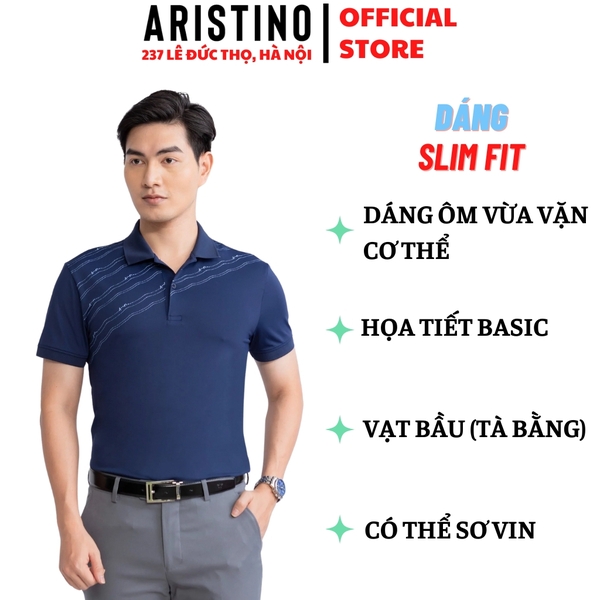 Áo Thun Polo Nam Cổ Bẻ Aristino APS084S3 Màu: Trắng 6 in, Xanh tím than 1 in