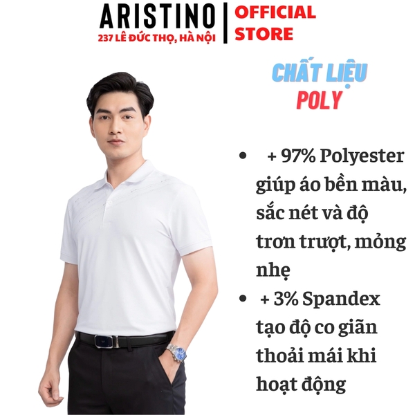 Áo Thun Polo Nam Cổ Bẻ Aristino APS084S3 Màu: Trắng 6 in, Xanh tím than 1 in